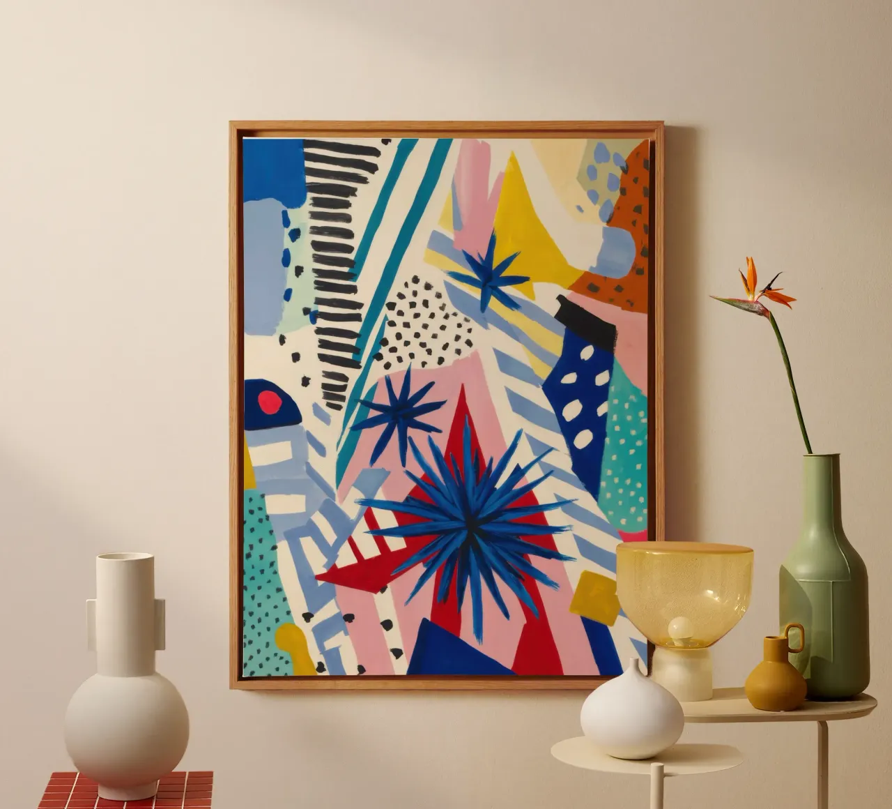 Geometric Nature Shards canvas with Floater frame by Echo Saber