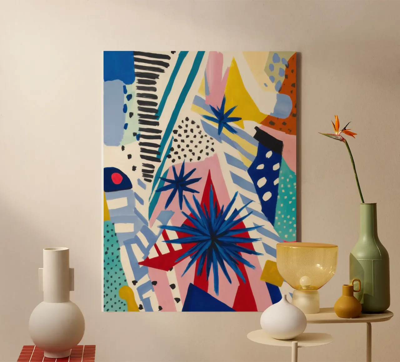 Geometric Nature Shards canvas with Floater frame by Echo Saber