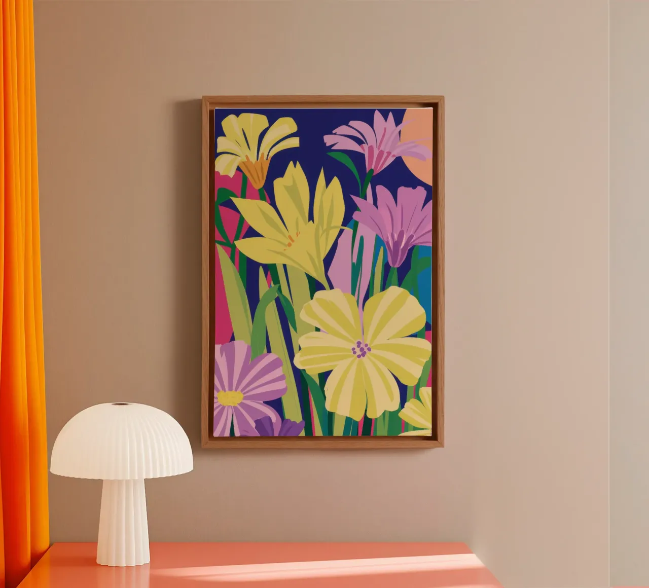 Bouquet floreale luminoso tela con Cornice a cassetta da Heaven Craft
