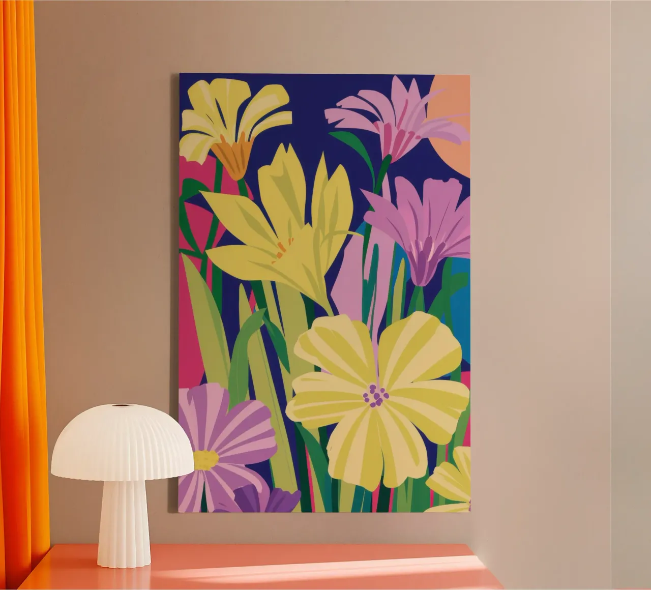 Bouquet floreale luminoso tela con Cornice a cassetta da Heaven Craft