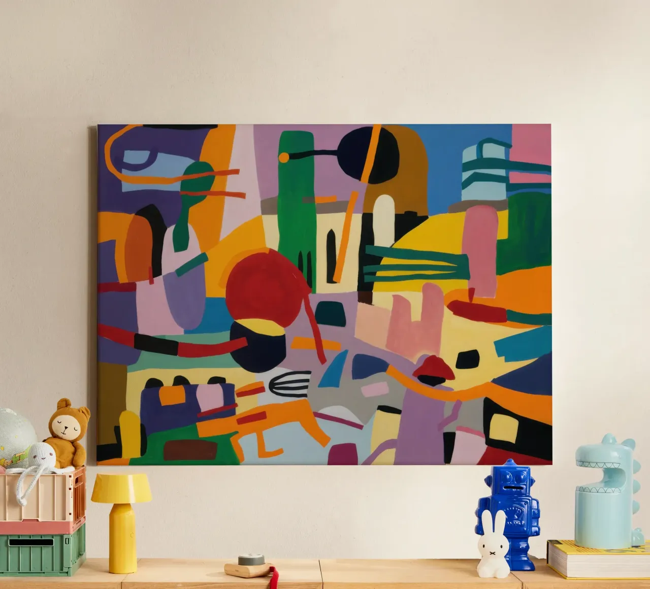 Kubistisch stedelijk ritme canvas met Baklijst van Echo Saber