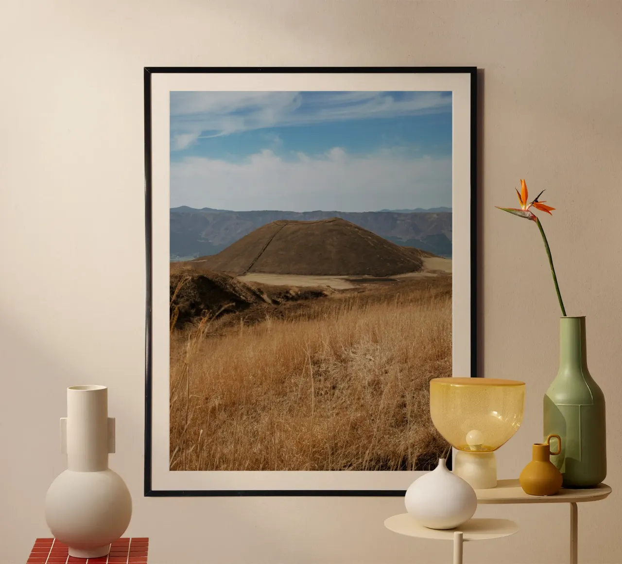 Monte Aso, Giappone poster con telaio in plastica da Marcel Bisig