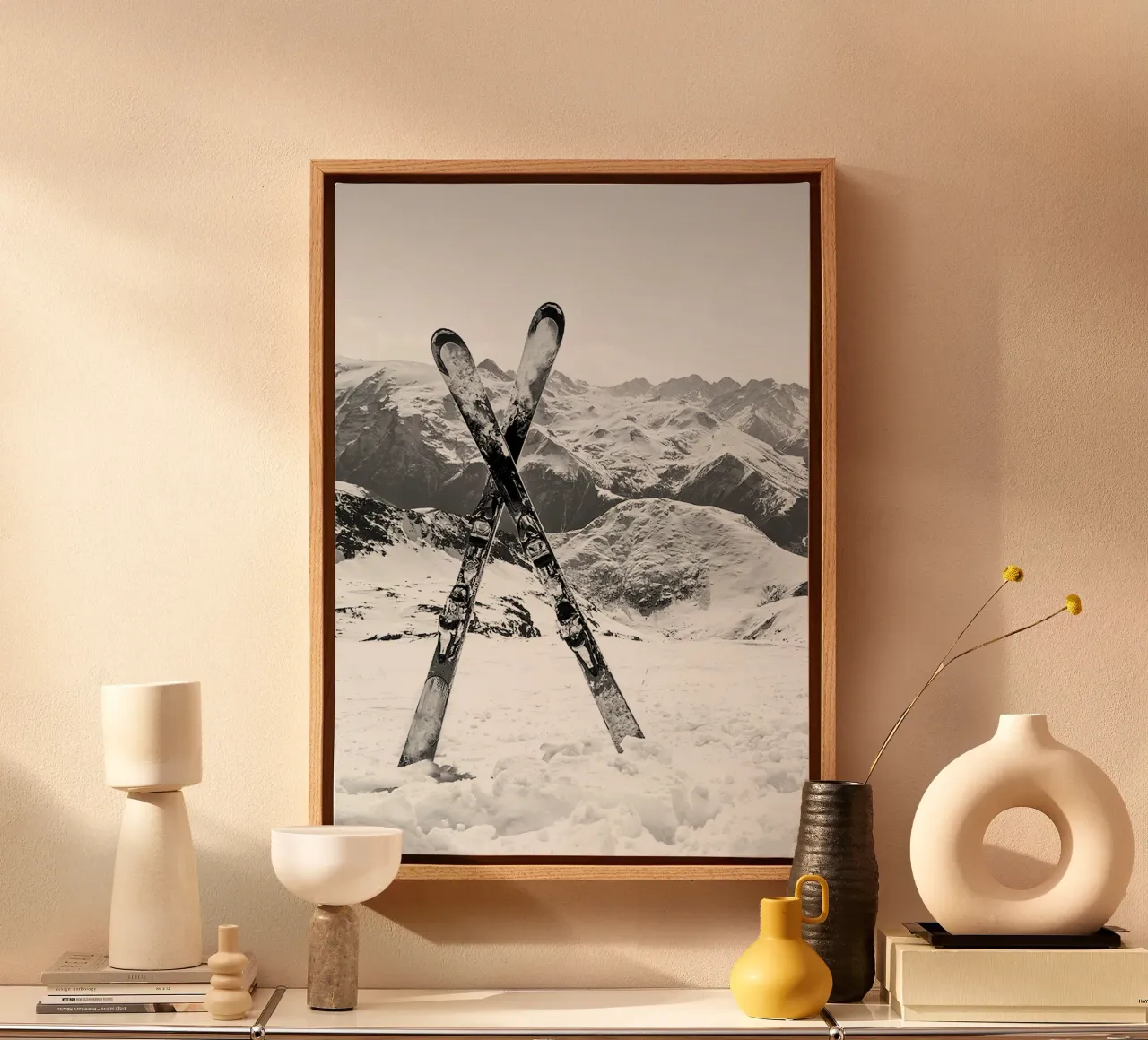 Gekruiste ski's canvas met Baklijst van World of Pearce