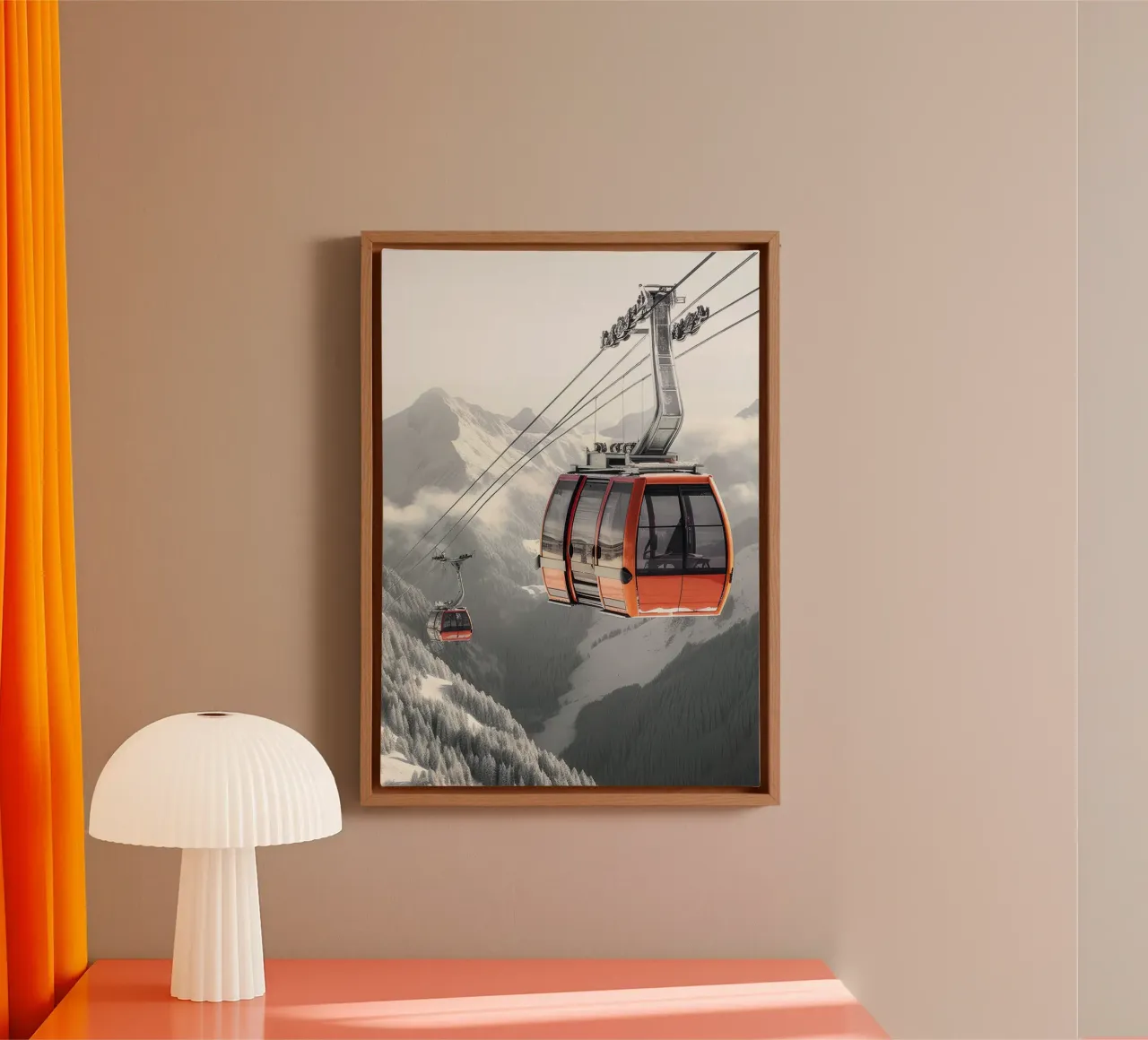 Gondelbahn Leinwand mit Schattenfugenrahmen von World of Pearce
