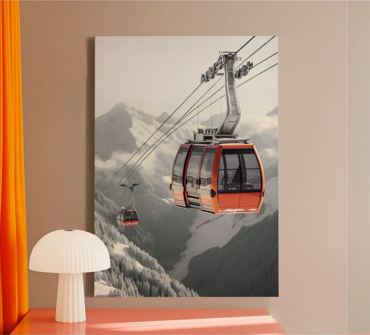 Gondelbahn Leinwand mit Schattenfugenrahmen von World of Pearce