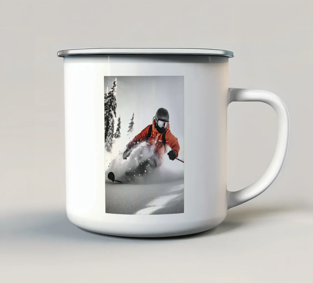 Sciatore fuori pista tazza in smalto da World of Pearce