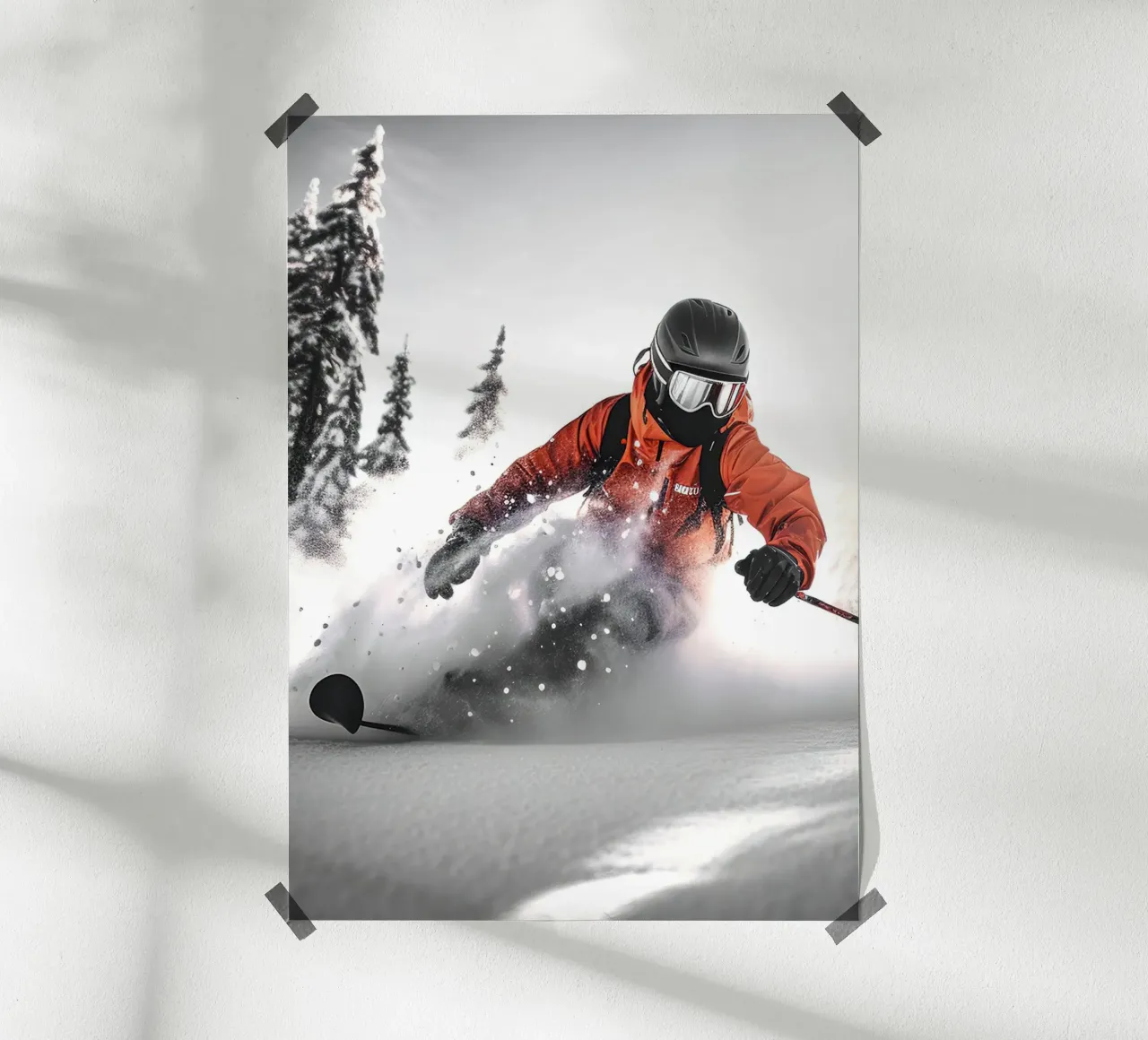 Sciatore fuori pista poster con telaio in plastica da World of Pearce