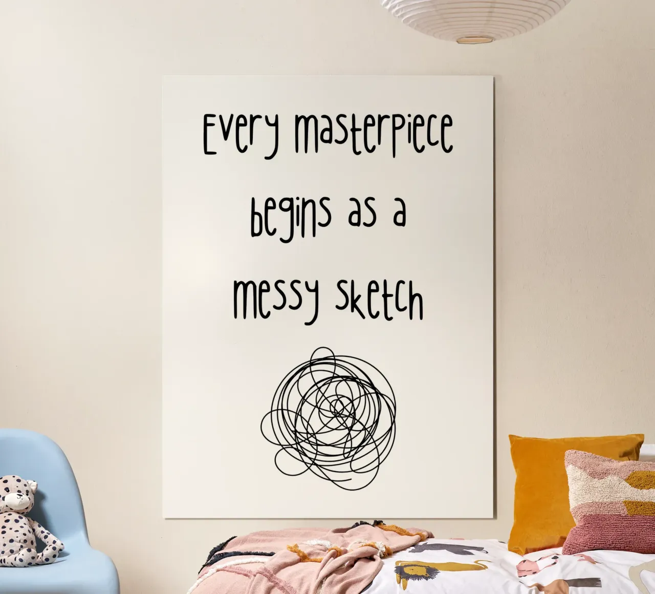 Every masterpiece begins as a messy sketch poster con telaio in alluminio da PinkCandyWalls