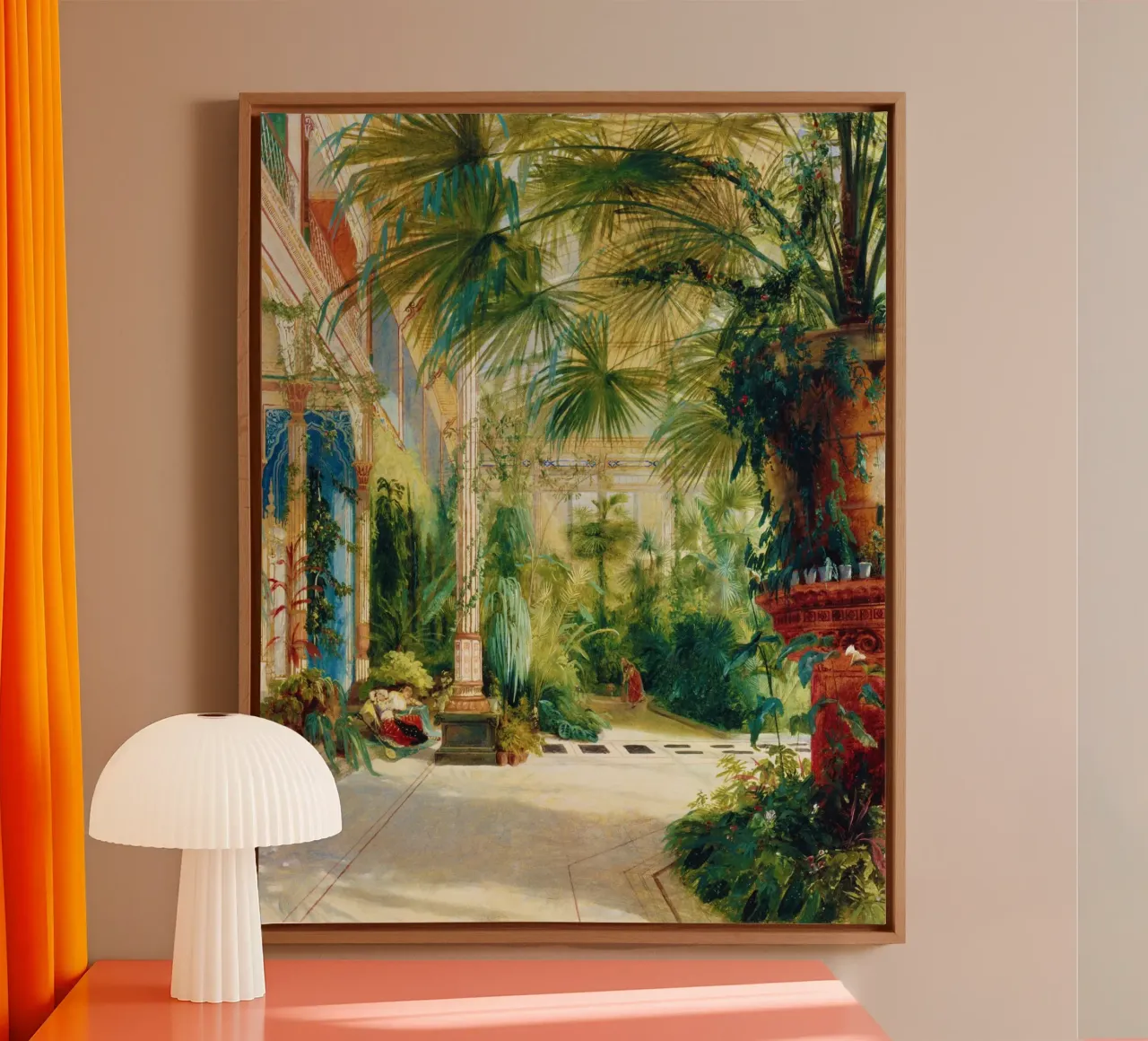 L'interno della Palm House tela con Cornice a cassetta da Venus Art