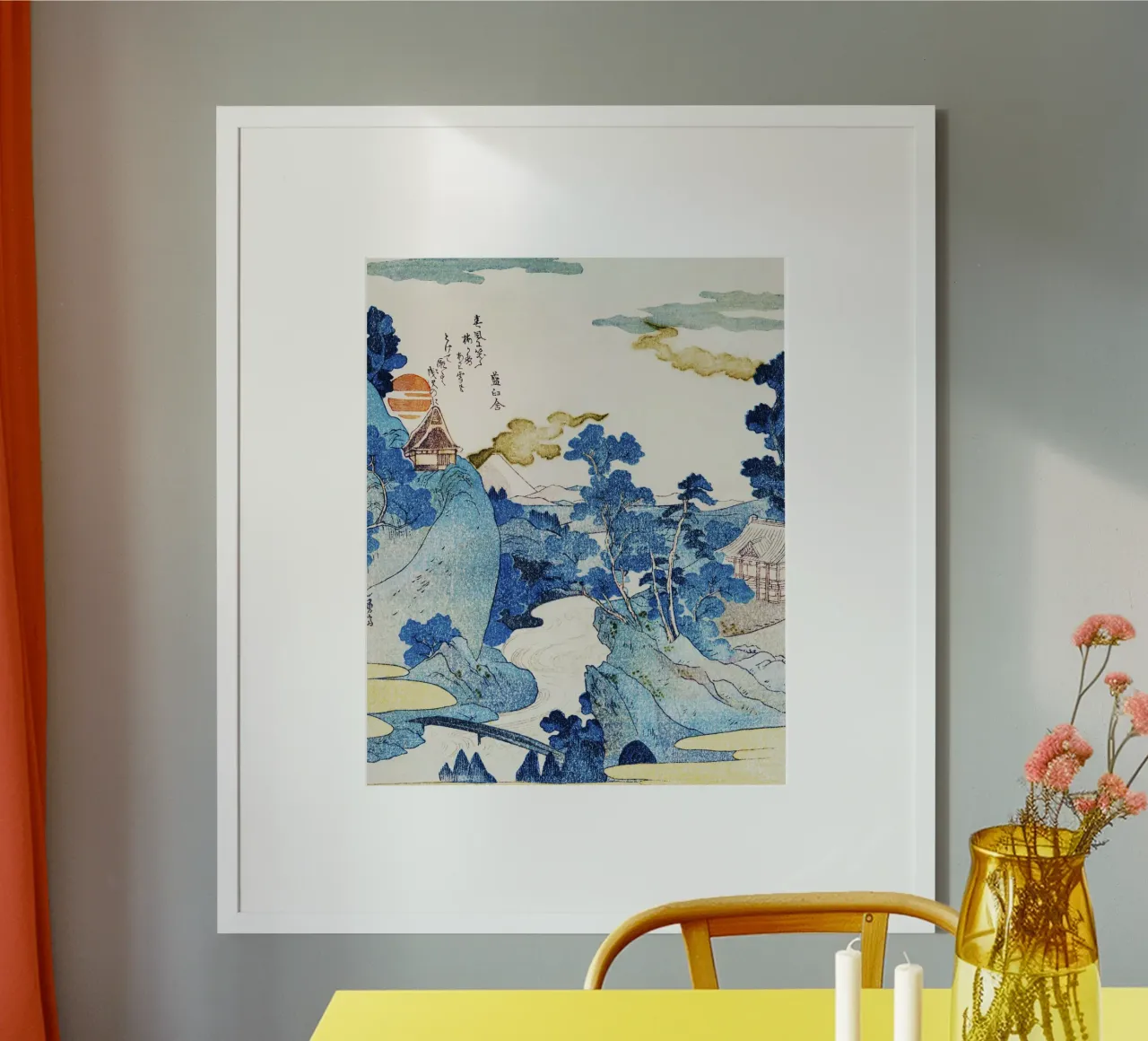 Utagawa Kuniyoshi - Fuji No Yukei poster con telaio in legno da Venus Art