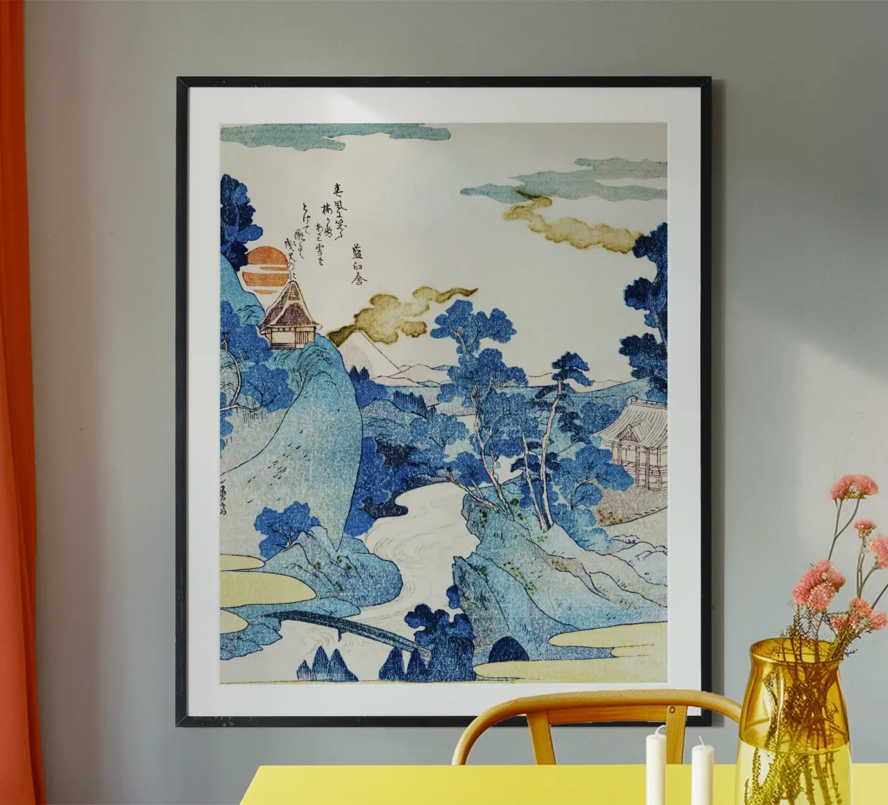 Utagawa Kuniyoshi - Fuji No Yukei poster con telaio in legno da Venus Art