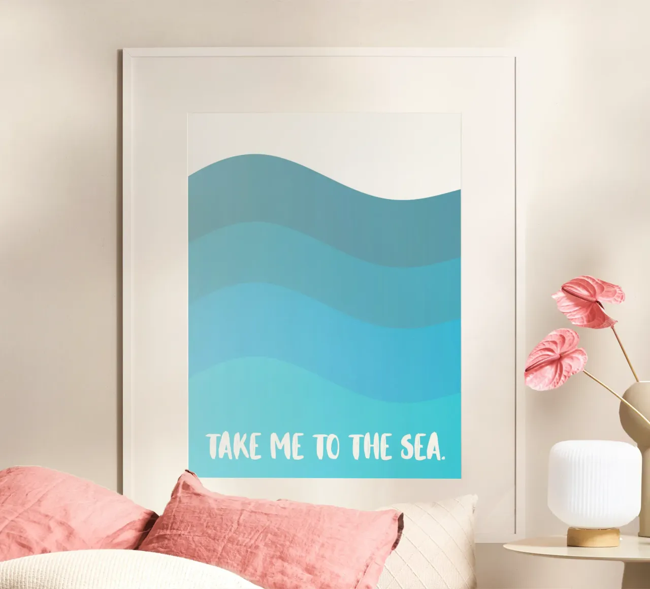 Take me to the sea Poster mit Aluminium Rahmen von PinkCandyWalls