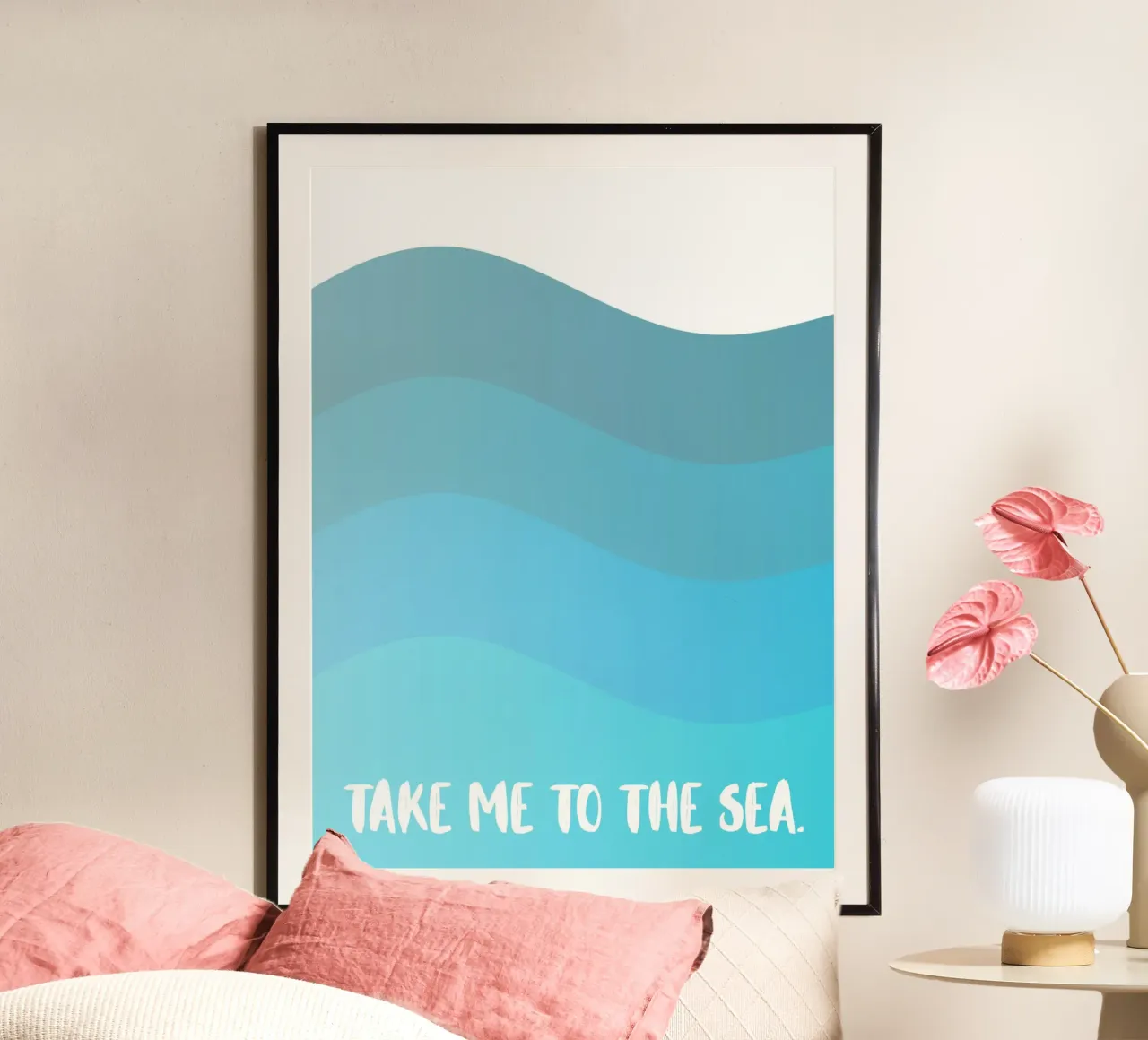 Take me to the sea Poster mit Aluminium Rahmen von PinkCandyWalls