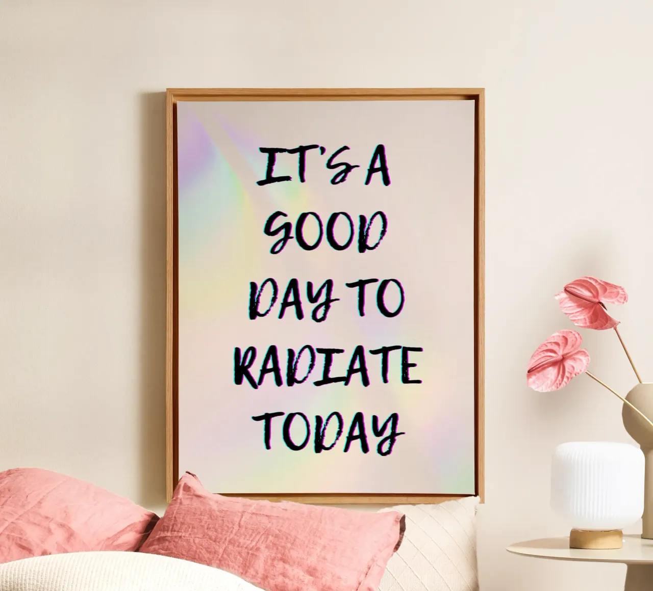 It's good day to radiate today canvas with Floater frame by PinkCandyWalls