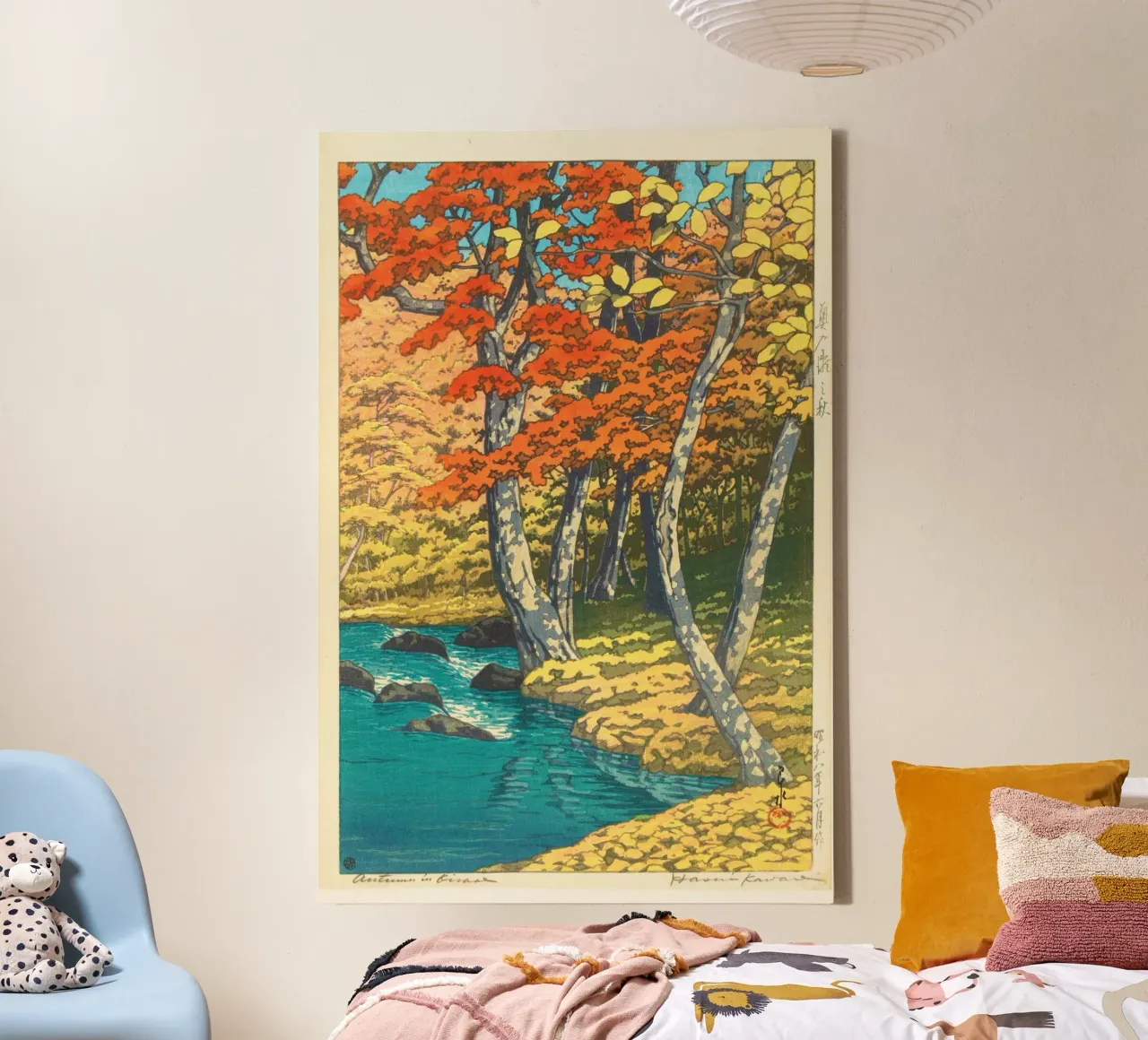 Hasui Kawase - Herfst in Oirase (Autumn in Oirase canvas with Floater frame by Venus Art