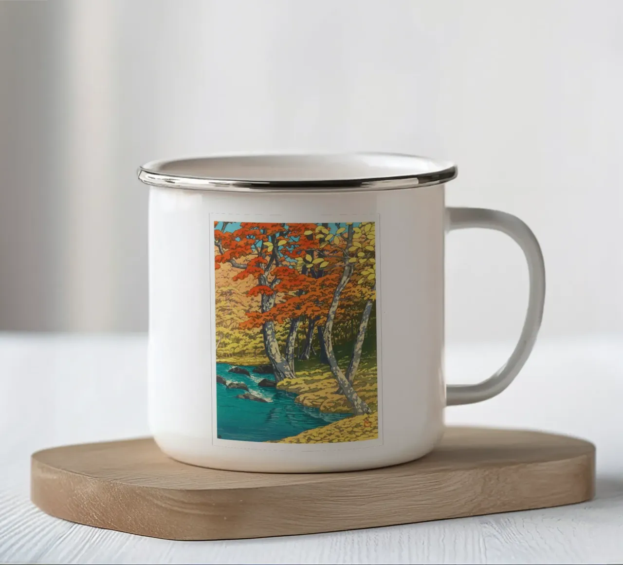 Hasui Kawase – Herfst in Oirase tazza in smalto da Classic Art Prints