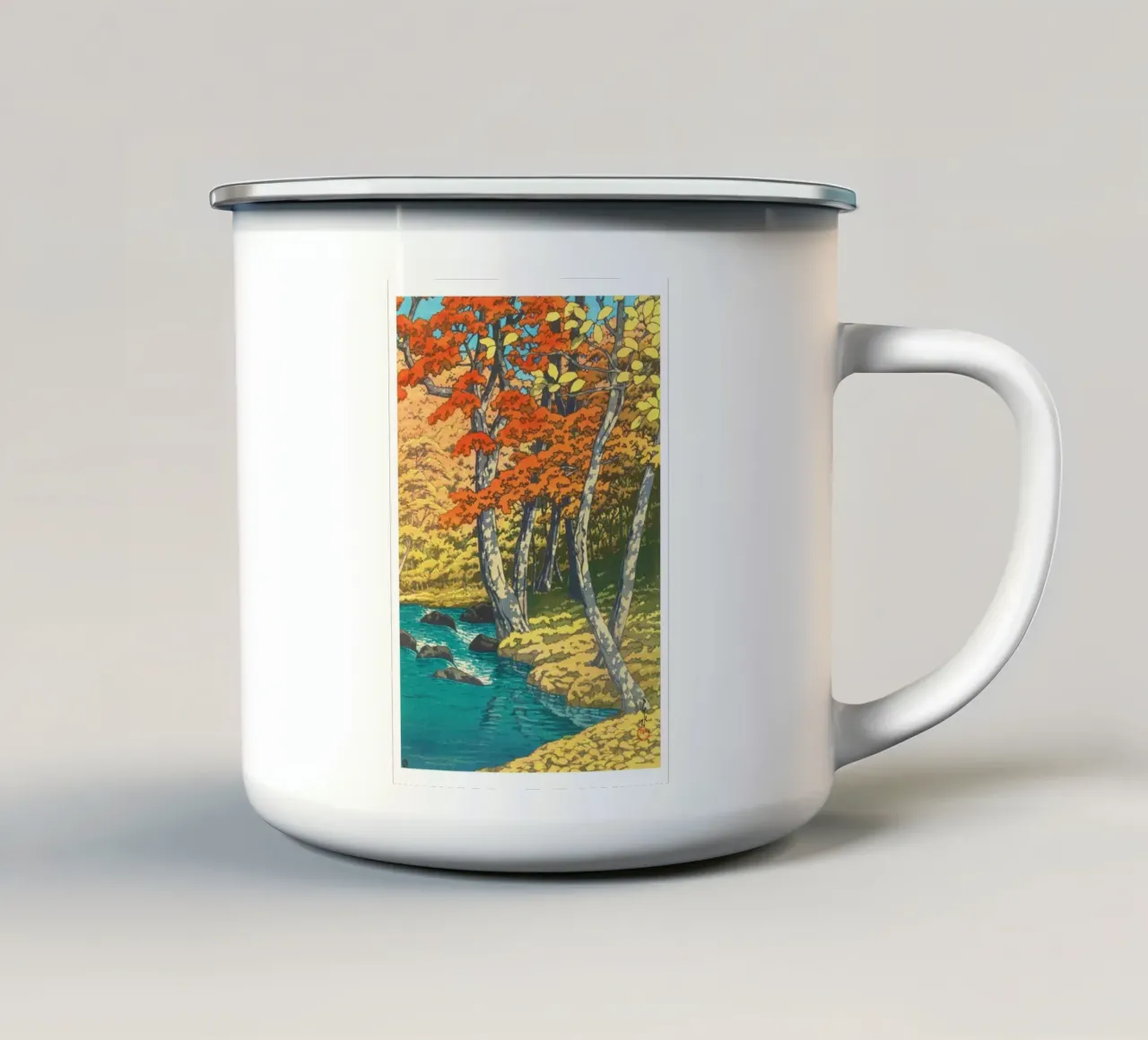 Hasui Kawase – Herfst in Oirase tazza in smalto da Classic Art Prints