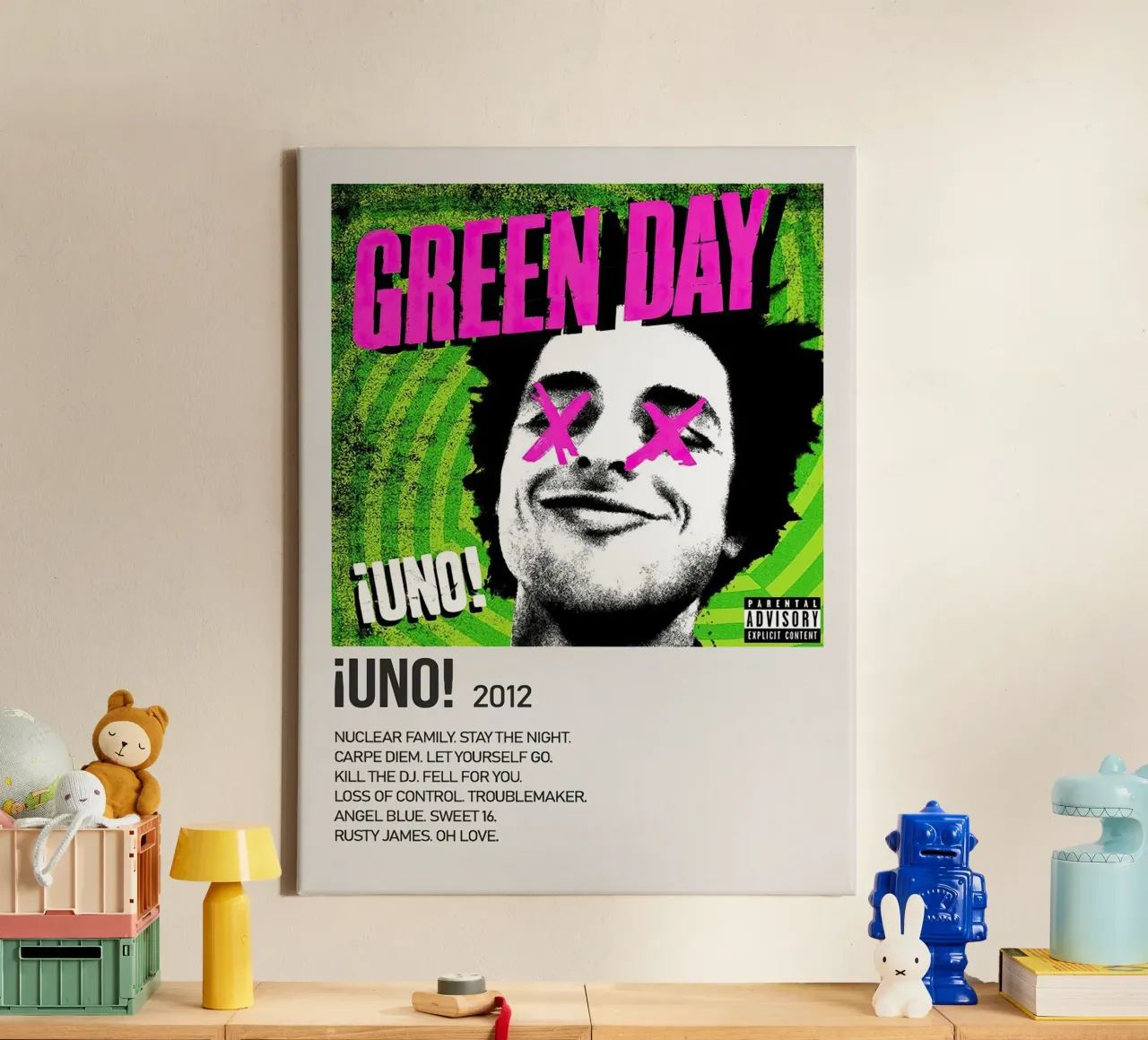 Green Day Uno canvas with Floater frame by Roronoa7