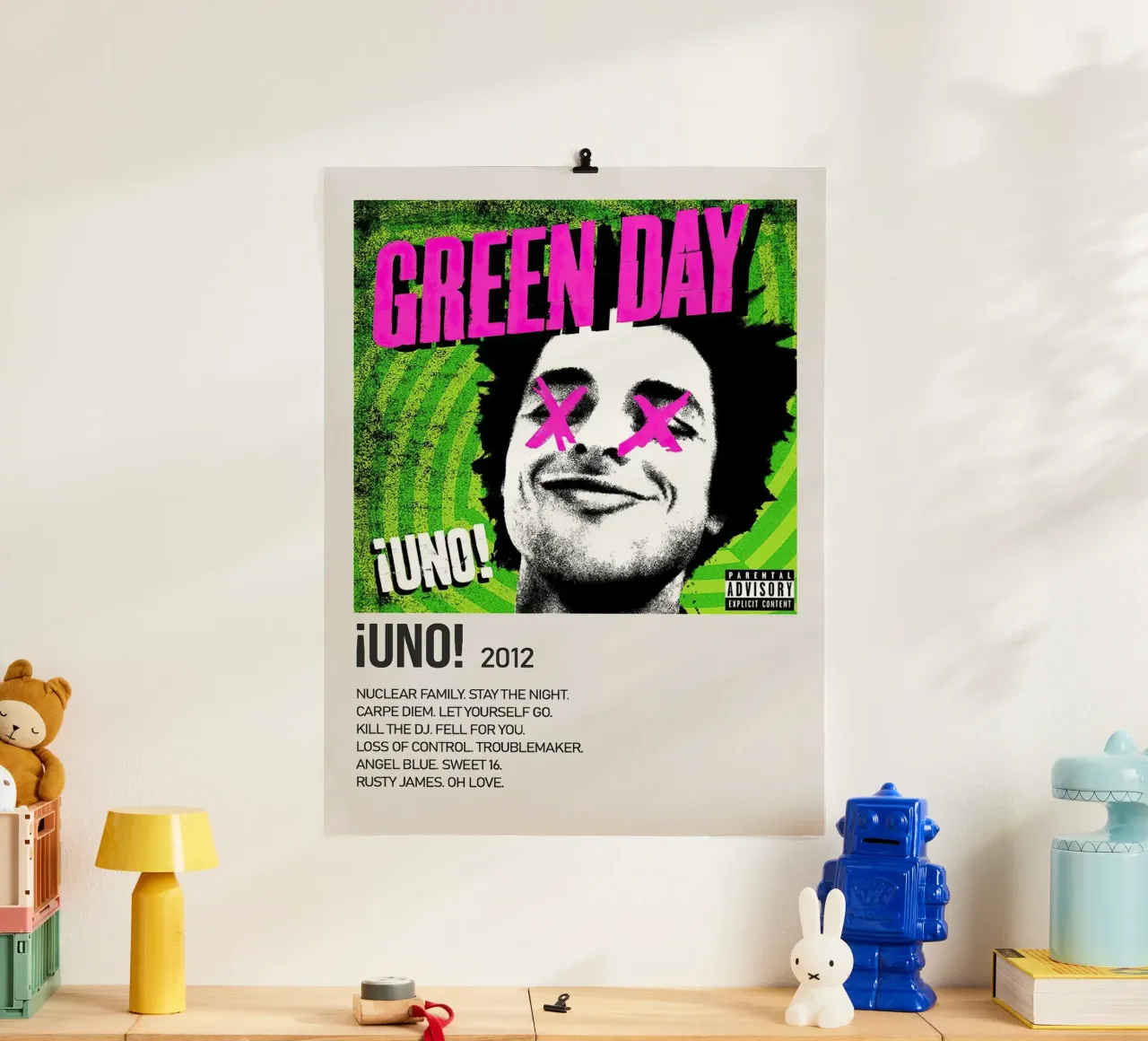 Green Day Uno poster con telaio in alluminio da Roronoa7
