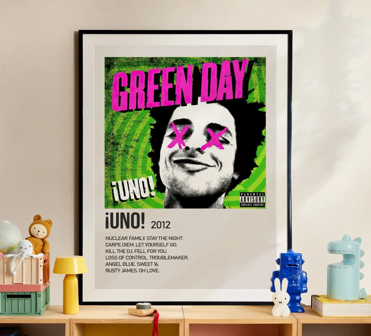 Green Day Uno poster con telaio in alluminio da Roronoa7