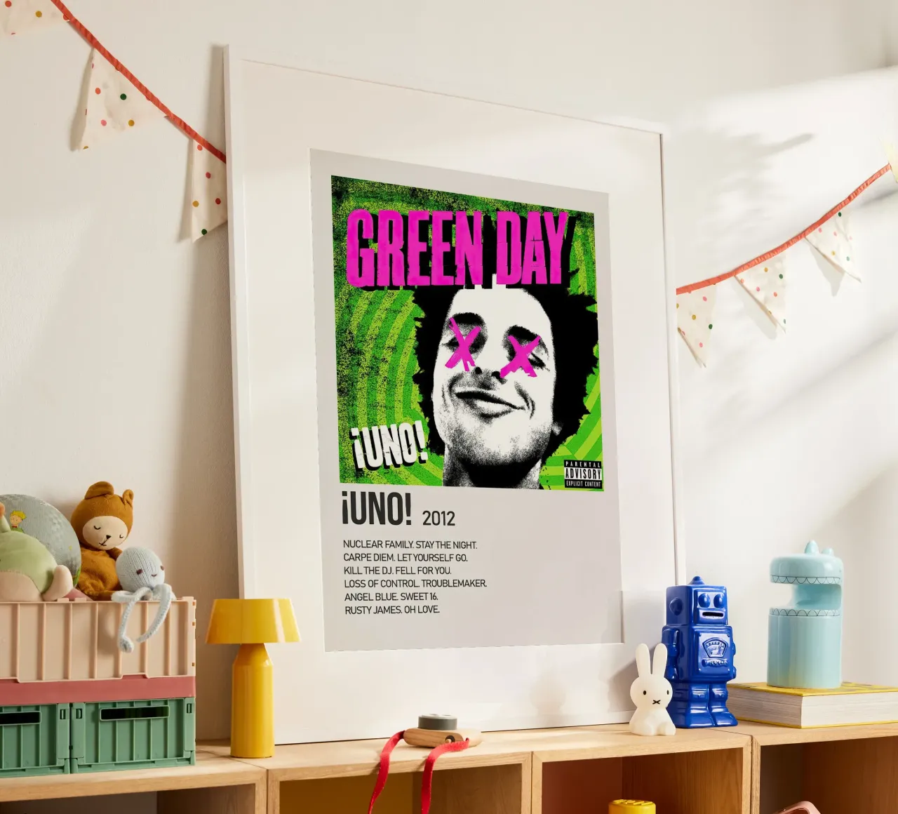 Green Day Uno poster con telaio in alluminio da Roronoa7