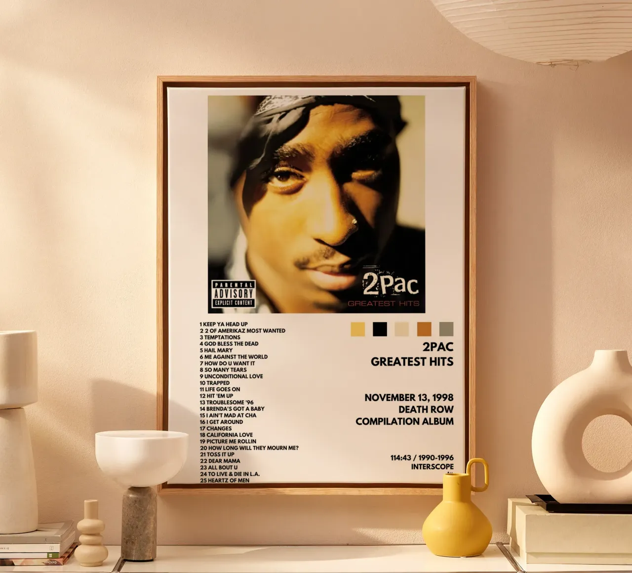 2 Pac Greatest Hits tela con Cornice a cassetta da Roronoa7