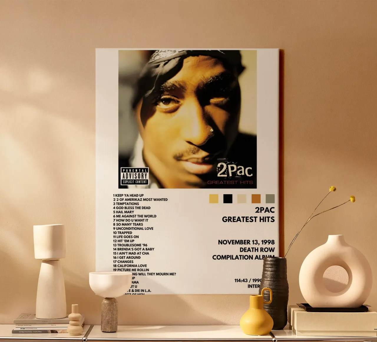 2 Pac Greatest Hits tela con Cornice a cassetta da Roronoa7