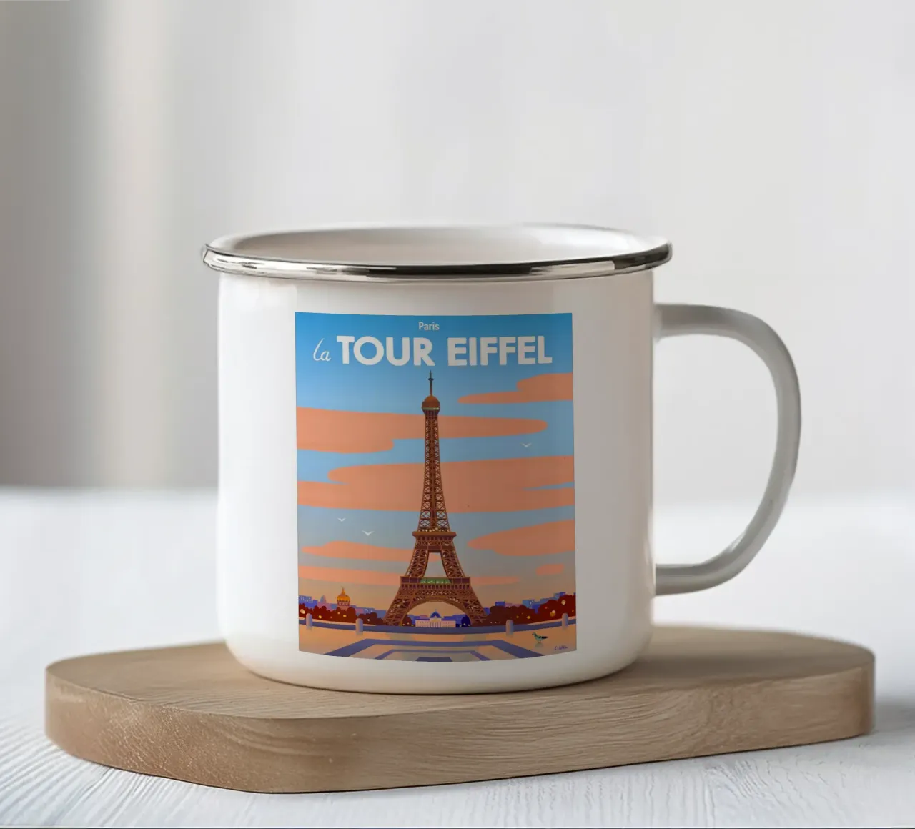 Torre Eiffel di Parigi tazza in smalto da C.WILL