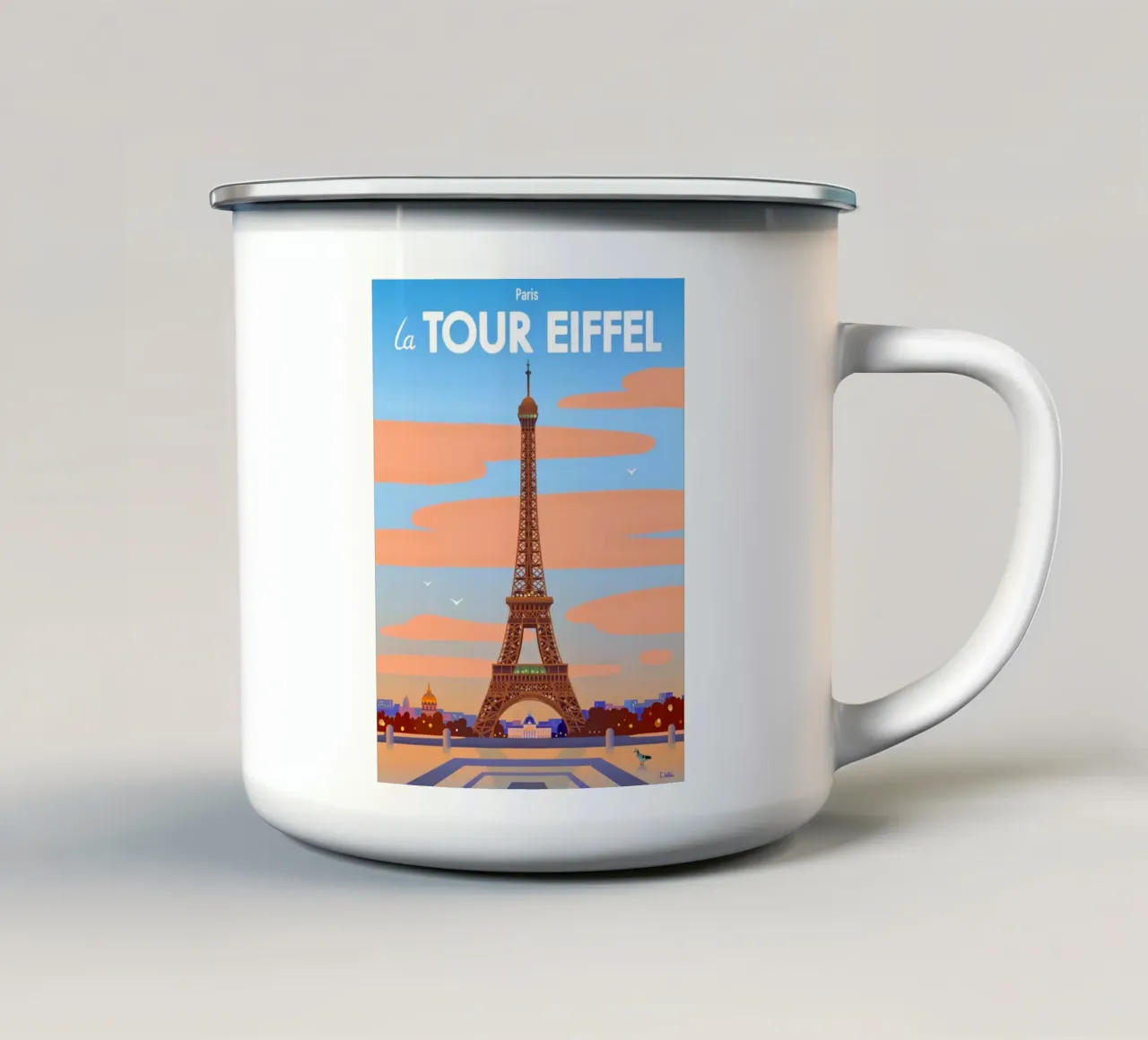 Torre Eiffel di Parigi tazza in smalto da C.WILL