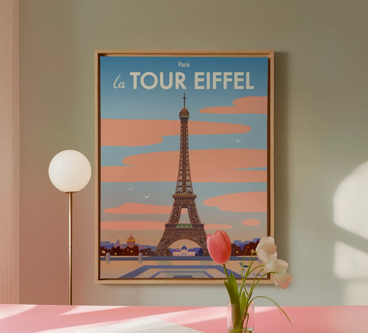 Torre Eiffel de París lienzo con Marco flotante de C.WILL