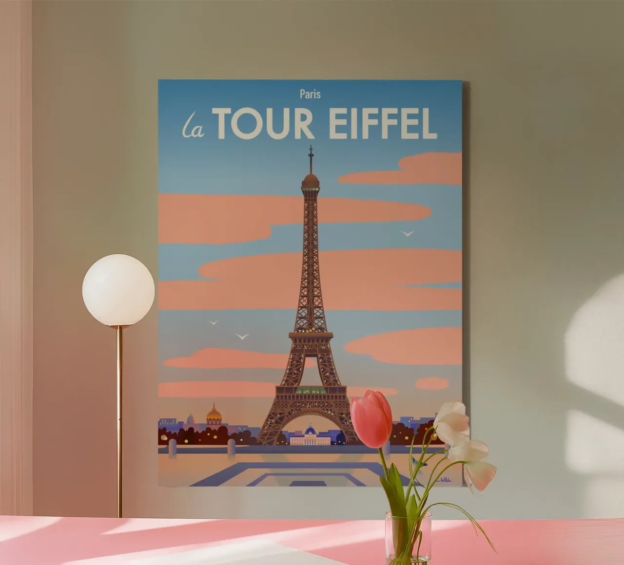 Torre Eiffel de París lienzo con Marco flotante de C.WILL