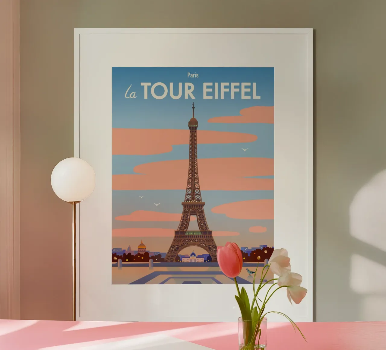 Torre Eiffel di Parigi poster con telaio in legno da C.WILL
