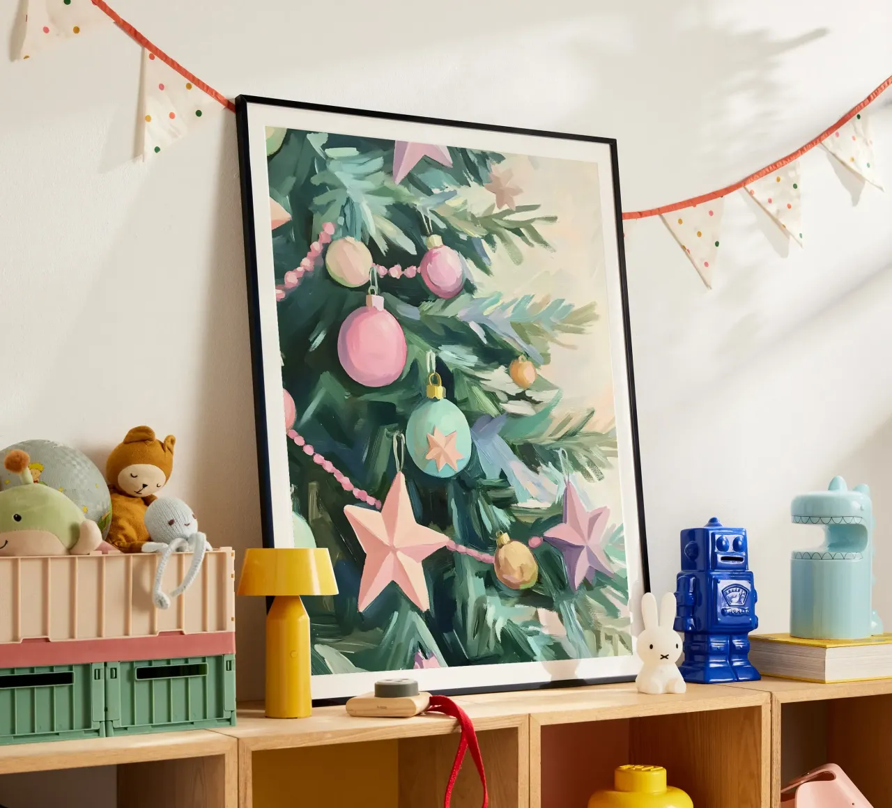 Pastel Christmas Tree poster con telaio in alluminio da Gypsy Galleria