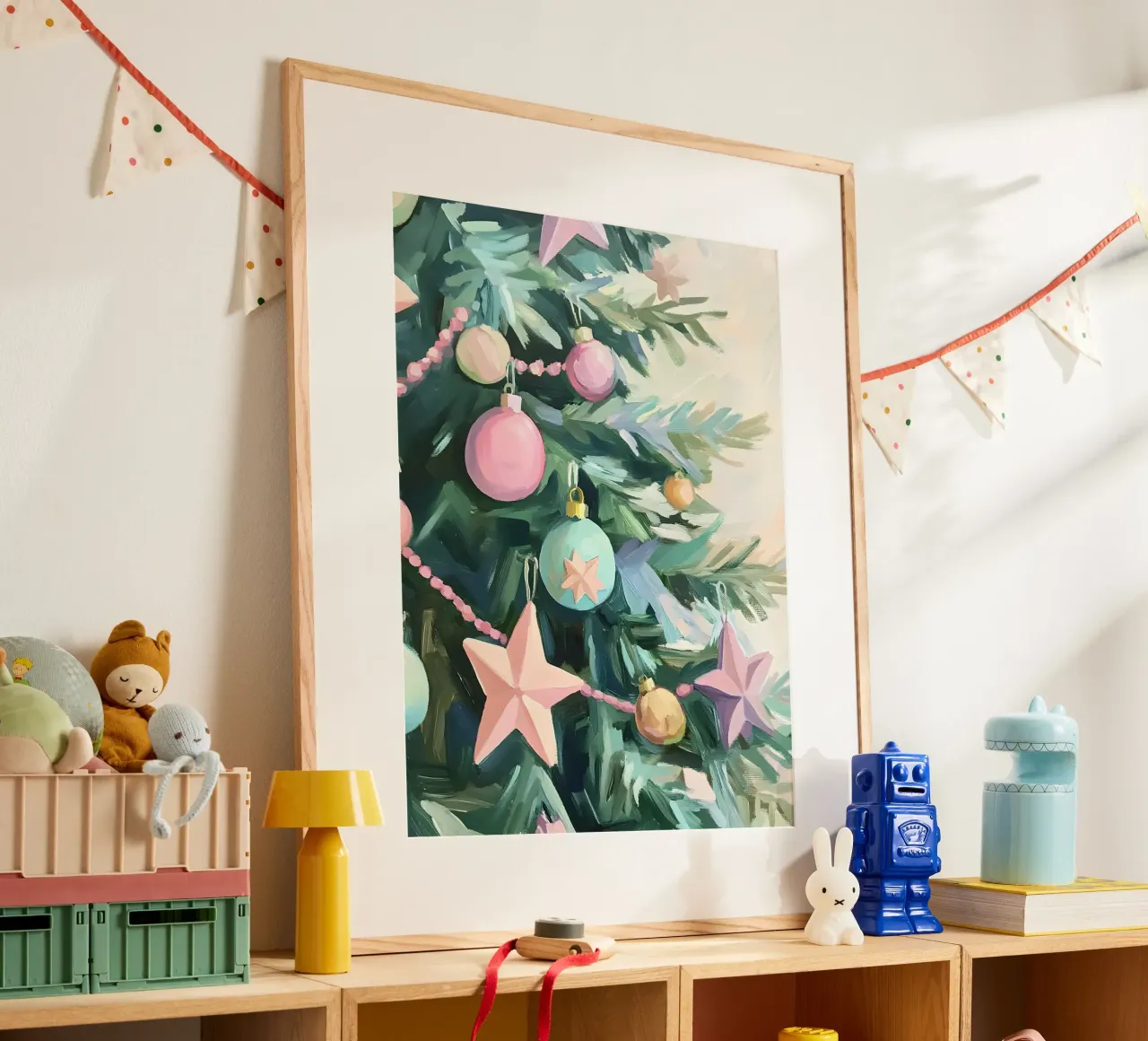 Pastel Christmas Tree poster con telaio in alluminio da Gypsy Galleria