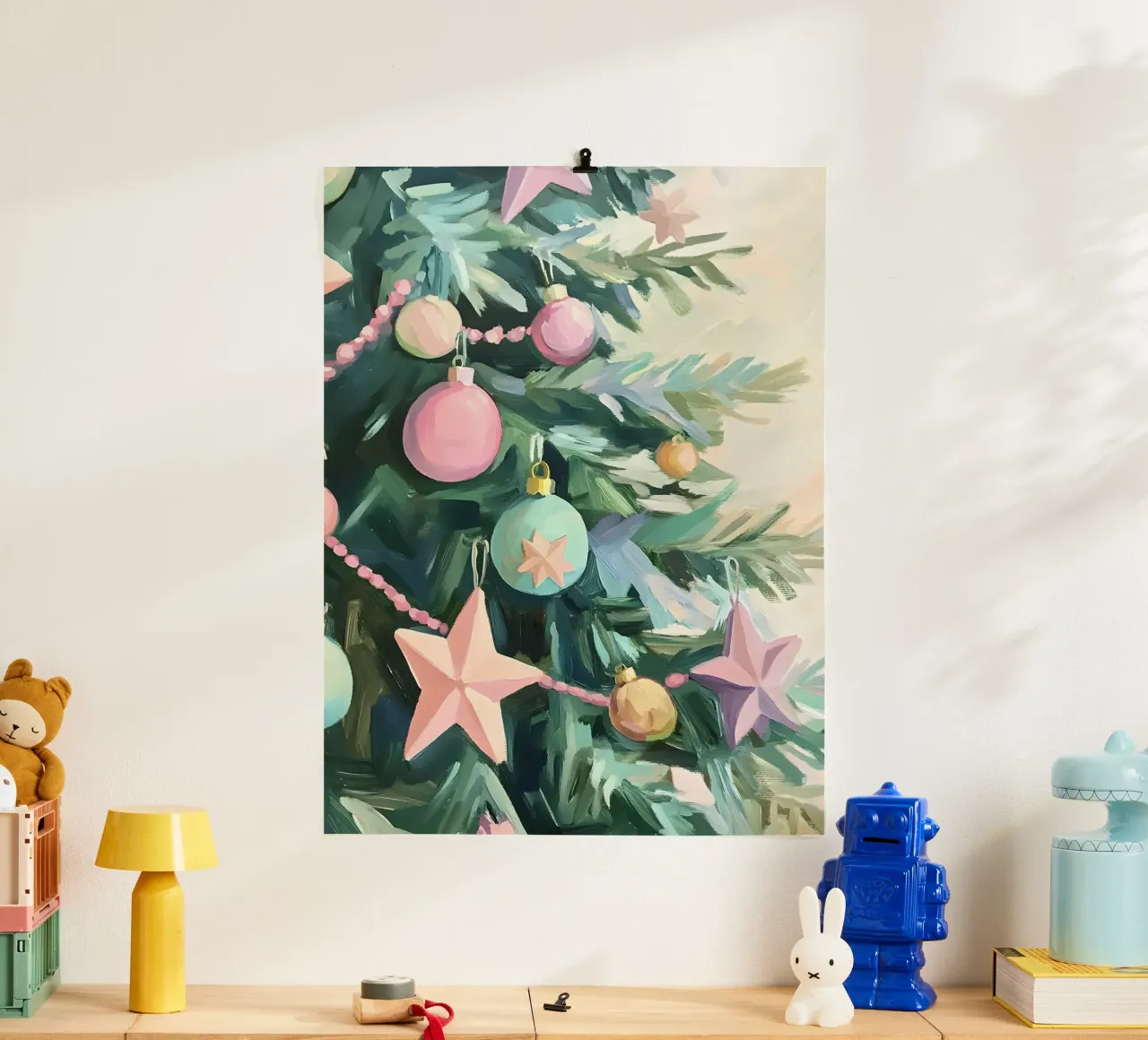 Pastel Christmas Tree poster con telaio in alluminio da Gypsy Galleria