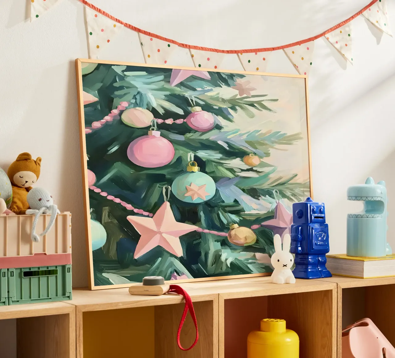 Pastel Christmas Tree poster con telaio in alluminio da Gypsy Galleria