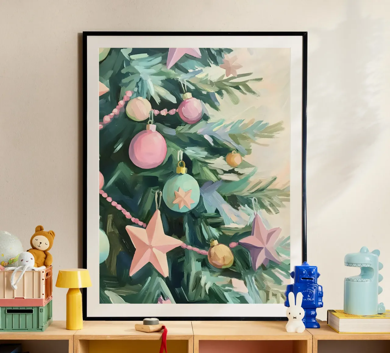 Pastel Christmas Tree poster con telaio in alluminio da Gypsy Galleria
