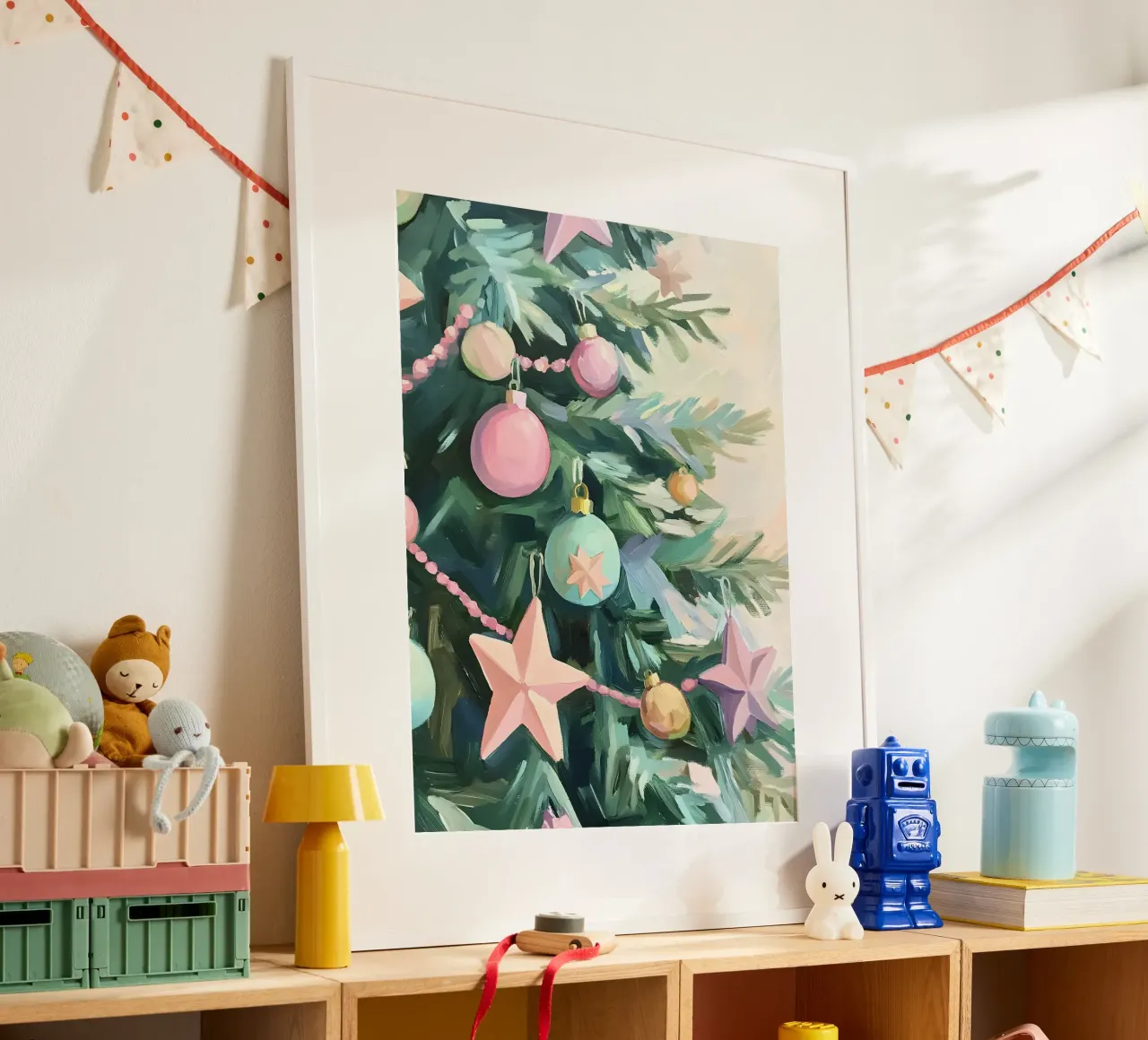 Pastel Christmas Tree poster con telaio in alluminio da Gypsy Galleria