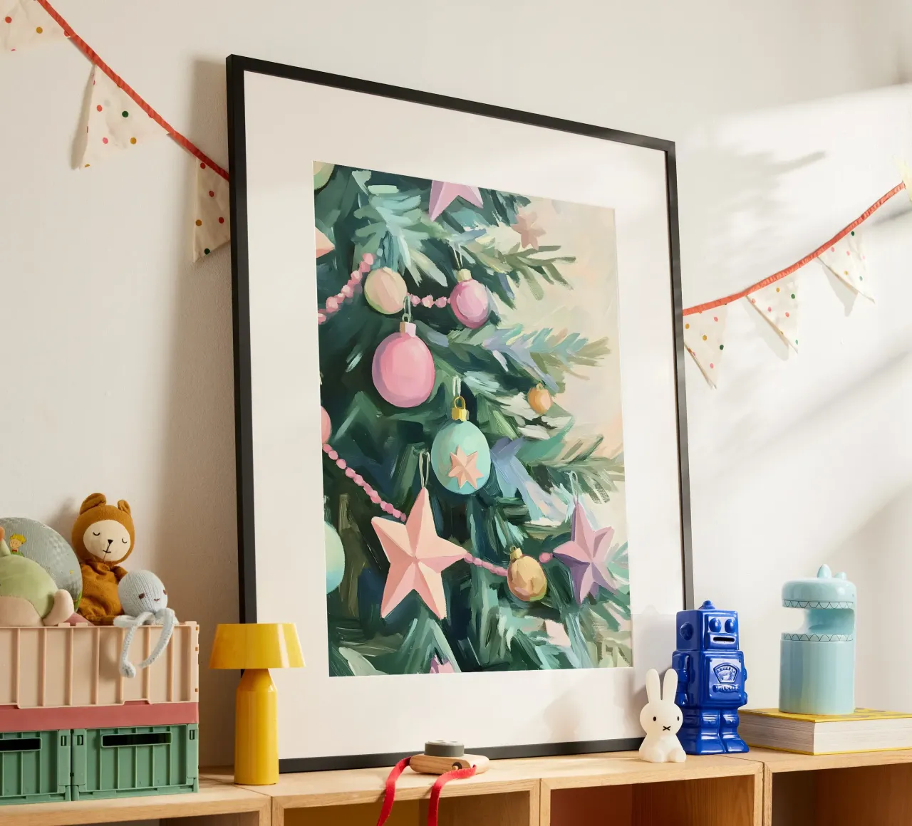 Pastel Christmas Tree poster con telaio in alluminio da Gypsy Galleria