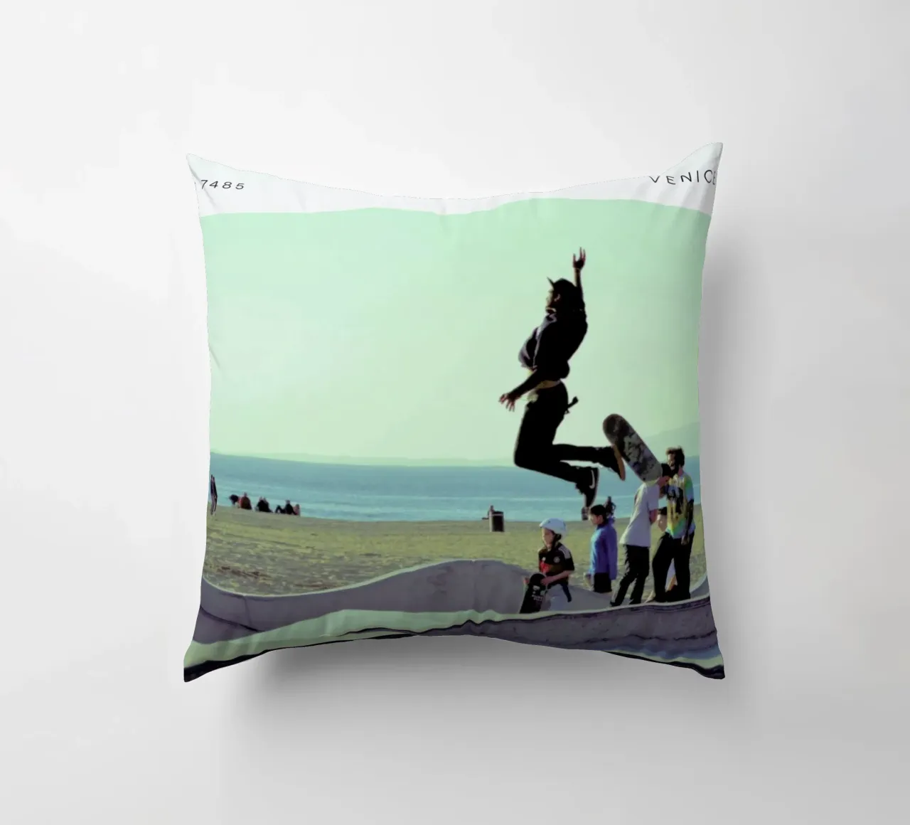 Venice Beach Pantone 7485 decorative cushion by In Full Color