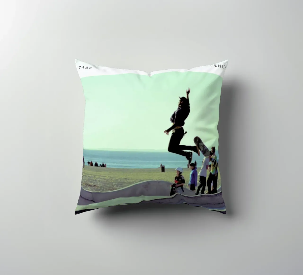 Venice Beach Pantone 7485 decorative cushion by In Full Color