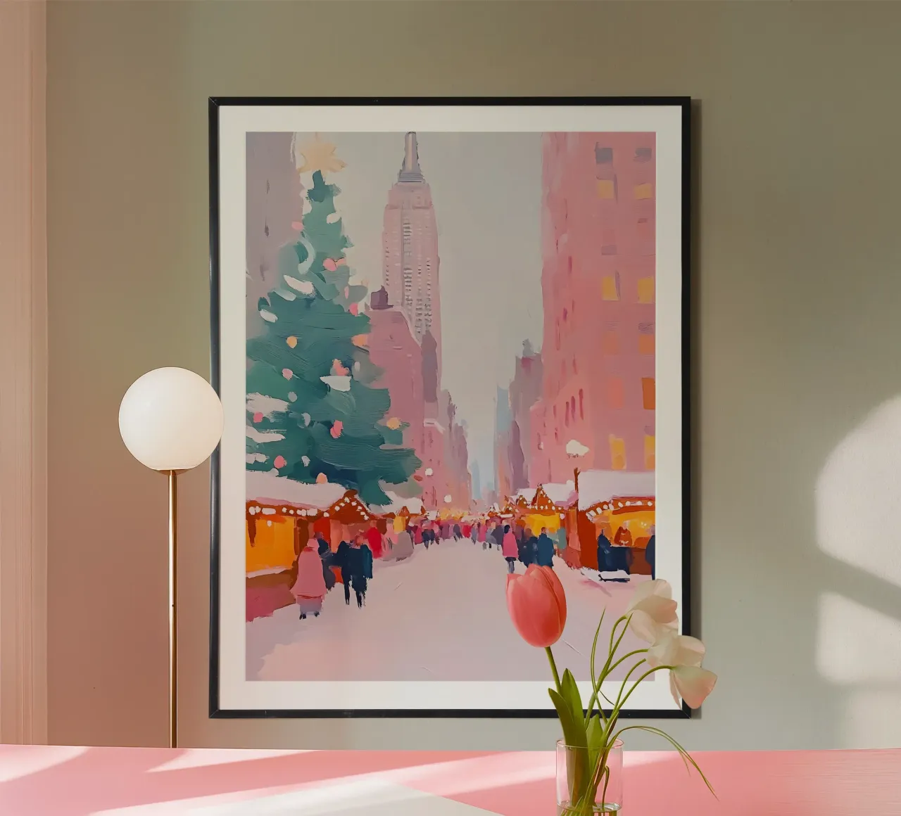 Christmas in New York poster con telaio in alluminio da Gypsy Galleria