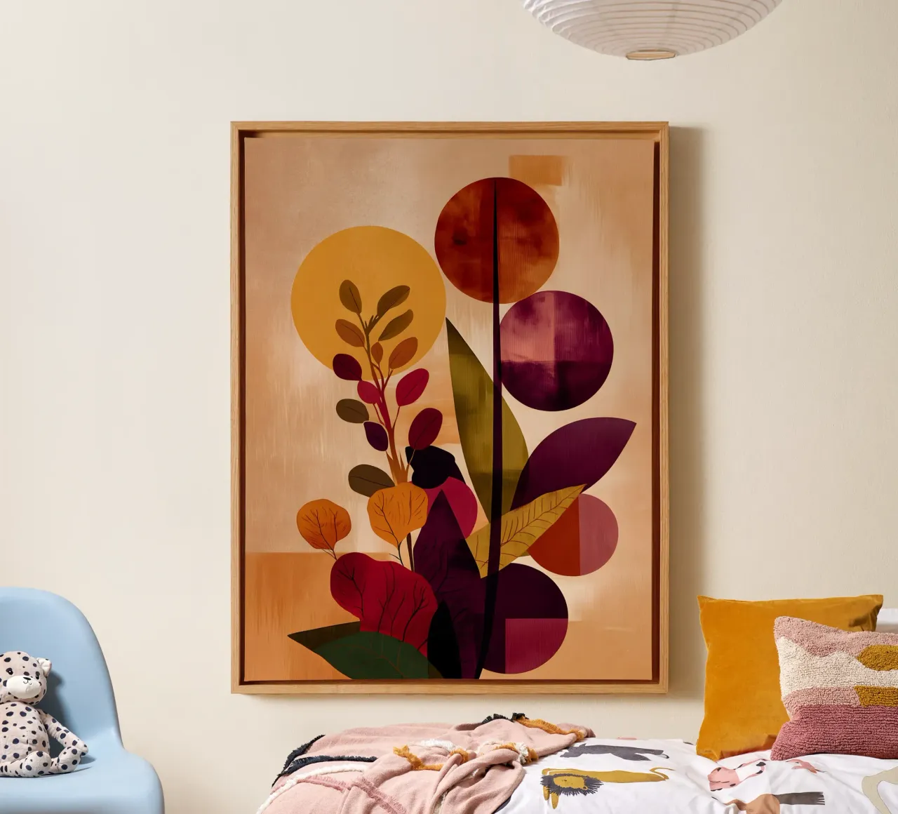 Abstract Botanical Shapes canvas with Floater frame by Gypsy Galleria