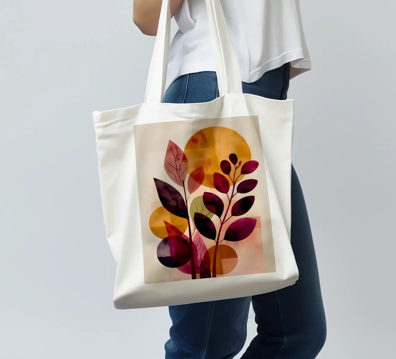 Abstract Botanical Shapes borsa in juta da Gypsy Galleria