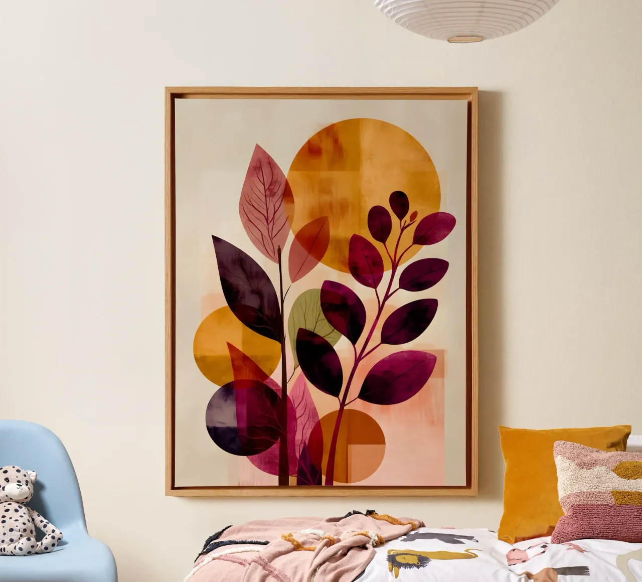 Abstract Botanical Shapes canvas with Floater frame by Gypsy Galleria