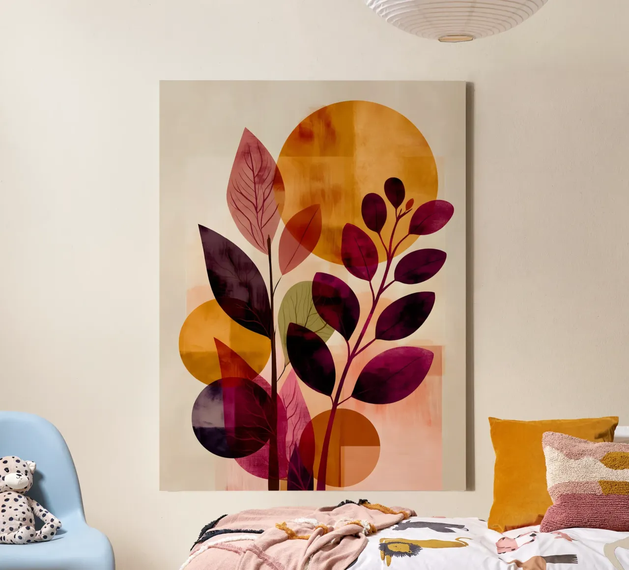 Abstract Botanical Shapes canvas with Floater frame by Gypsy Galleria