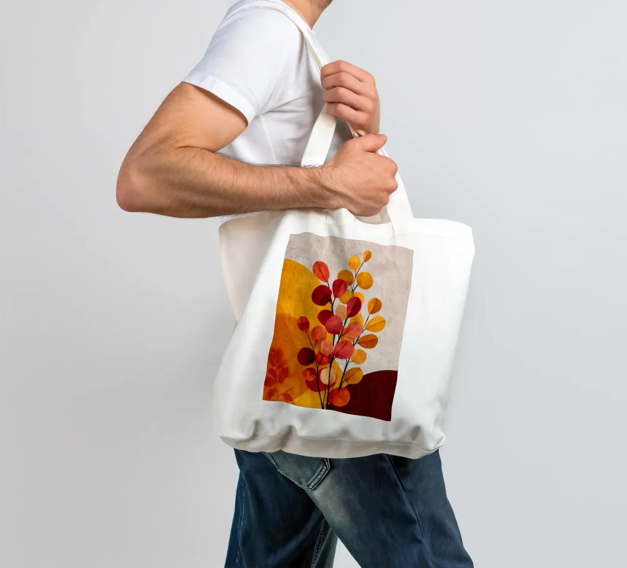 Abstract Botanical Shapes borsa in juta da Gypsy Galleria