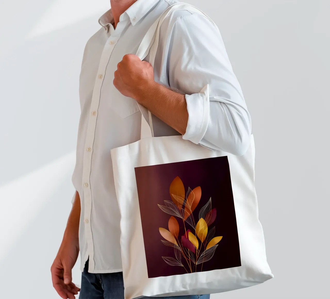 Abstract Botanical Shapes borsa in juta da Gypsy Galleria
