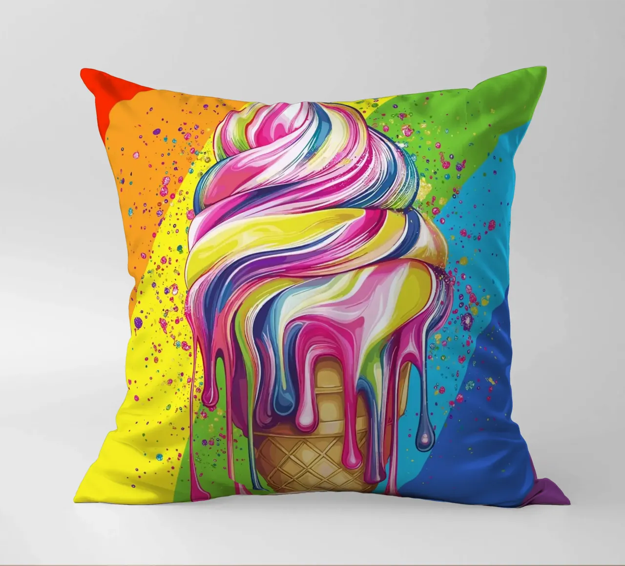 Gelato colorato con i colori dell'arcobaleno cuscino da pixelbull - medieval art and more