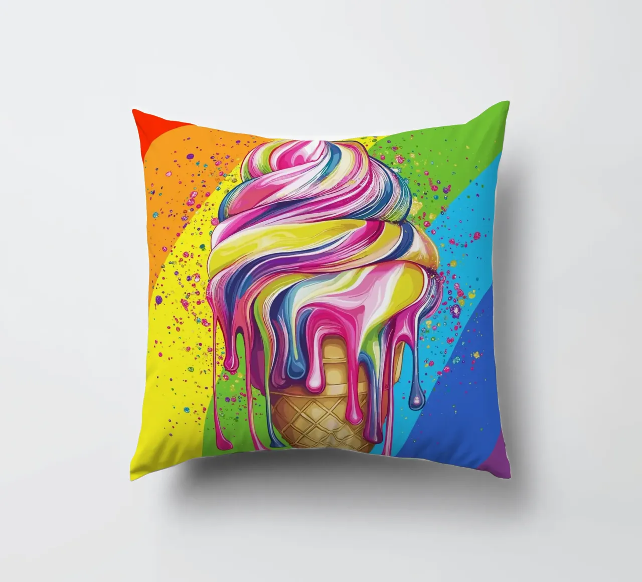 Gelato colorato con i colori dell'arcobaleno cuscino da pixelbull - medieval art and more